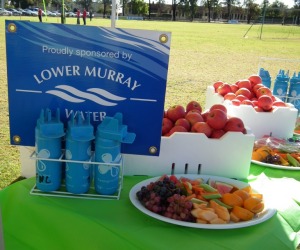 Setting up Fruit Stop / Healthy Choices Station
