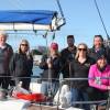 Lynne Wilton at the helm of Christine, providing the start boat for WSNR 2016