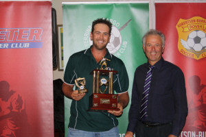  Yerrinbool-Bargo's Adam French receives the AA Men Reserve Grade Golden Gloves Award from Thomas Goodman.